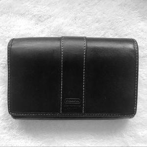 Coach Black Leather Trifold Wallet